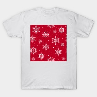 Christmas Folk Snowflakes V2 Red T-Shirt